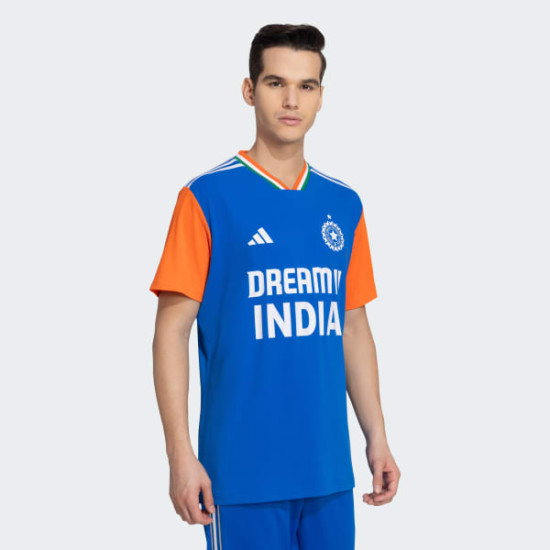 Adidas FW24 India Cricket T20 International Fan Jersey - Regular Fit & Eco-Friendly