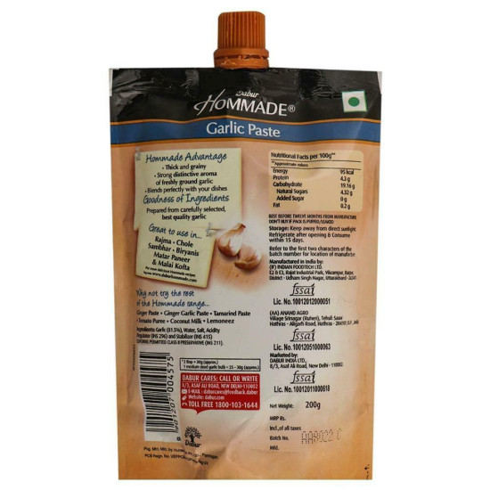 Dabur Hommade Garlic Paste 200 G - Enhance Your Dishes