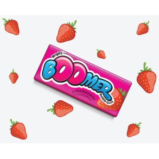 Wrigley's Boomer Bubble Gum - 25 Unit Pack - Strawberry Flavor