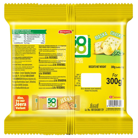 Britannia 50-50 Maska Chaska Biscuits - Savory & Buttery Snack