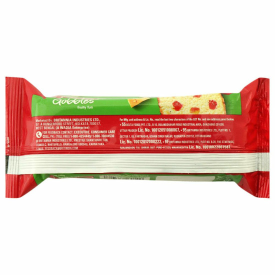 Britannia Gobbles 100% Veg Fruity Fun Cake 60 G - Delightful Snack