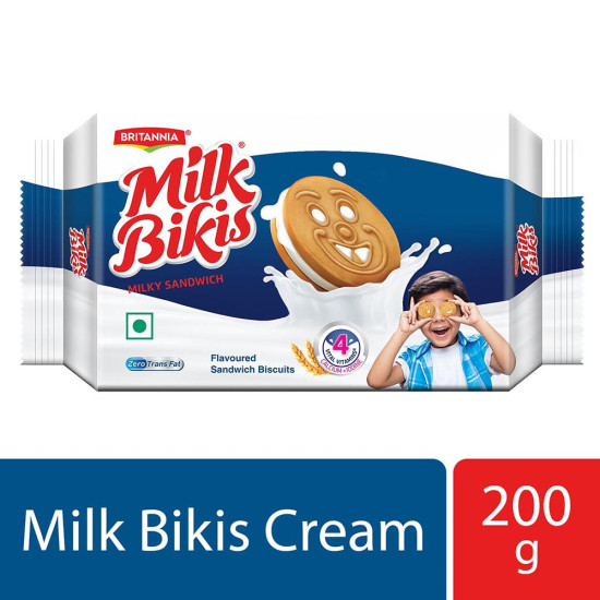 Britannia Milk Bikis Milky Cream Biscuits 200 G - Crunchy Delight