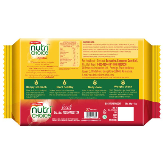 Britannia Nutrichoice Hi-Fibre Digestive Biscuits - Wholesome Guilt-Free Snack