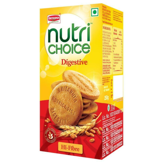 Britannia Nutrichoice Hi-Fibre Digestive Biscuits 250 G - Rich in Fibre