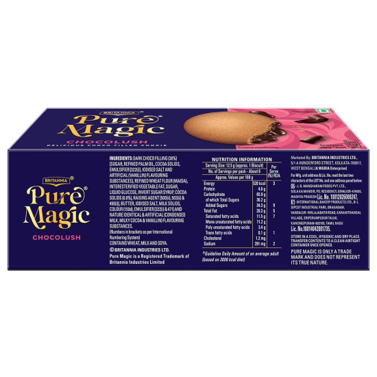 Britannia Pure Magic Chocolush Cream Biscuits - Indulgent Chocolate Surprise