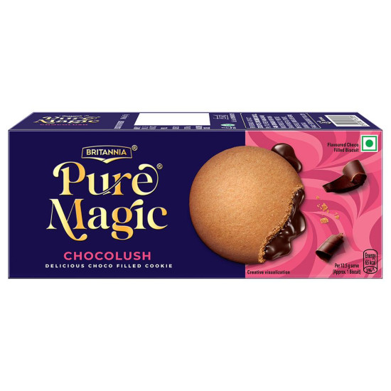 Britannia Pure Magic Chocolush Cream Biscuits - Indulgent Chocolate Surprise