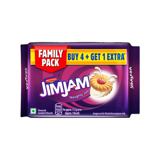 Britannia Treat Jim Jam Cream Biscuits 460 G - Buy 4 Get 1 Free