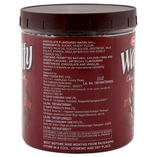 Dukes Waffy Choco Wafer Rolls 250 G - Creamy Delight