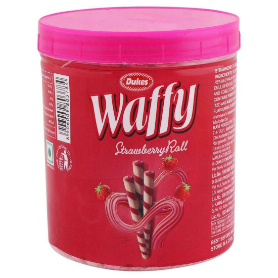 Dukes Waffy Strawberry Wafer Rolls 250 G - Creamy Delicacy