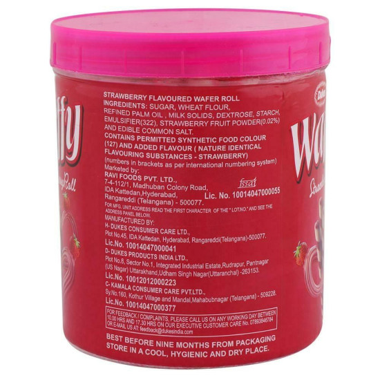 Dukes Waffy Strawberry Wafer Rolls 250 G - Creamy Delicacy