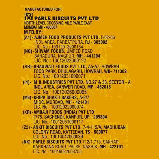 Parle Coconut Crunchy Cookies 60 G - Delicious Tea-Time Biscuits
