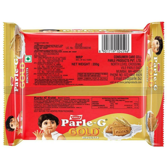 Parle-G Gold Biscuits 200 G - Crispy & Delicious Snack