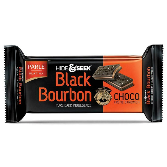 Parle Hide & Seek Black Bourbon Chocolate Cream Biscuits - Delicious Tea-Time Snack