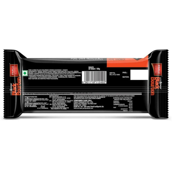 Parle Hide & Seek Black Bourbon Chocolate Cream Biscuits - Delicious Tea-Time Snack