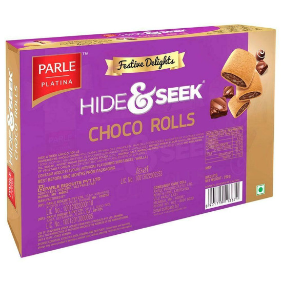 Parle Hide & Seek Choco Rolls 250 G - Creamy & Crispy Delight