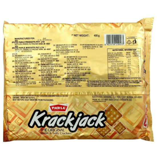 Parle Krack Jack Biscuits 400 G - Crispy & Tasty Snack