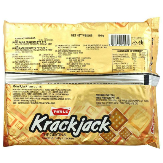 Parle Krack Jack Biscuits 400 G - Crispy & Tasty Snack