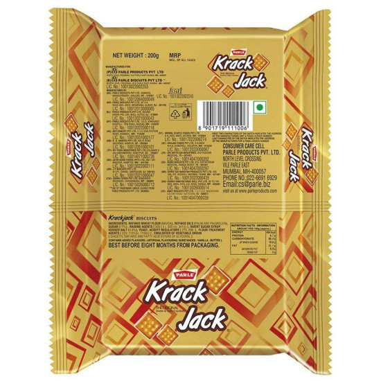 Parle Krack Jack Crackers 200 G - Sweet & Salty Delight