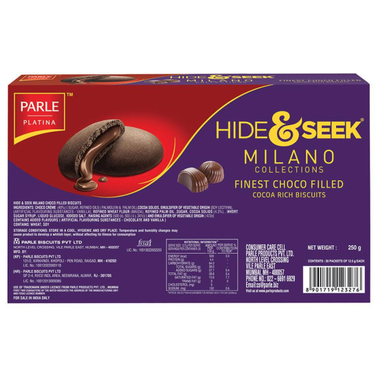 Parle Milano Hide & Seek Choco Filled Cookies 250 G - Rich Chocolate Delight
