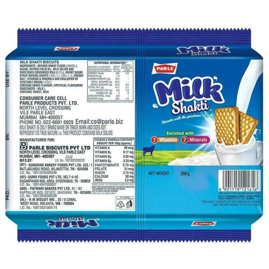 Parle Milk Shakti Biscuits 350 G - Crunchy Delight
