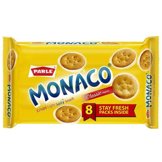 Parle Monaco Classic Regular Salted Biscuits - Light & Crispy Snack