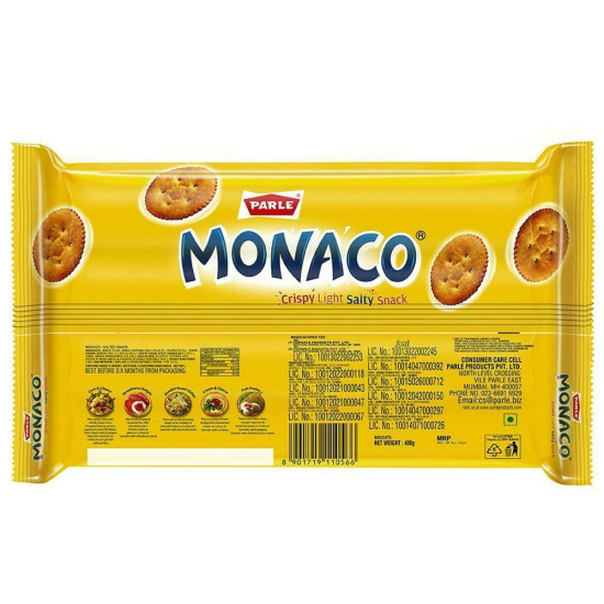 Parle Monaco Classic Regular Salted Biscuits - Light & Crispy Snack
