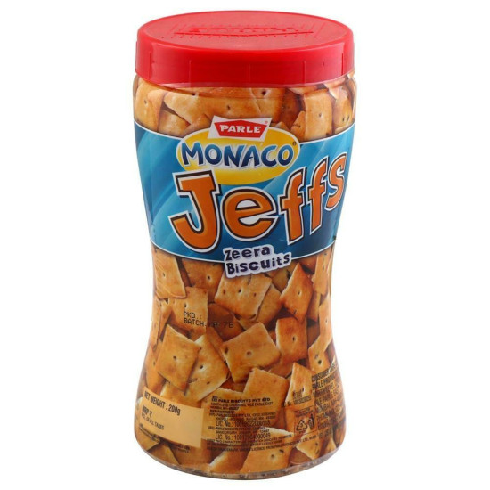 Parle Monaco Jeffs Zeera Biscuits 200 G - Light & Crunchy Snack