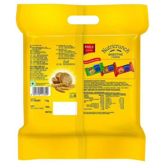 Parle Platina Nutricrunch Digestive Cookies 1 Kg - Healthy Snacking Delight