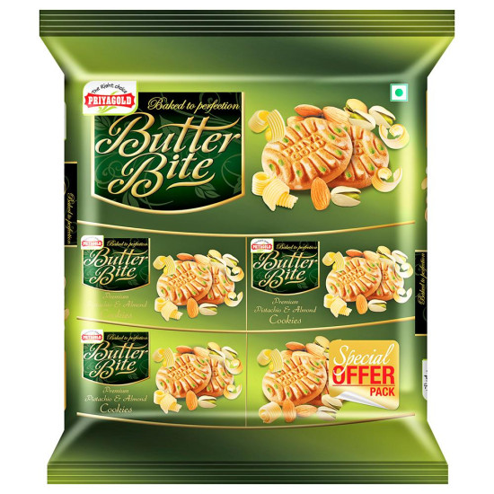 Priyagold Premium Pistachio & Almond Butter Bite Cookies - Crunchy Delight