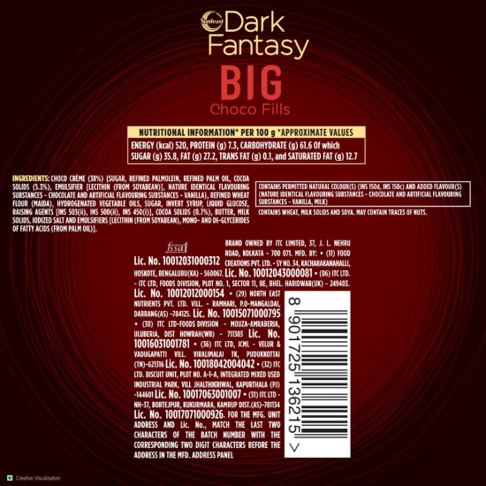 Sunfeast Dark Fantasy Big Choco Filled Cookie 150 G - Rich Chocolate Delight