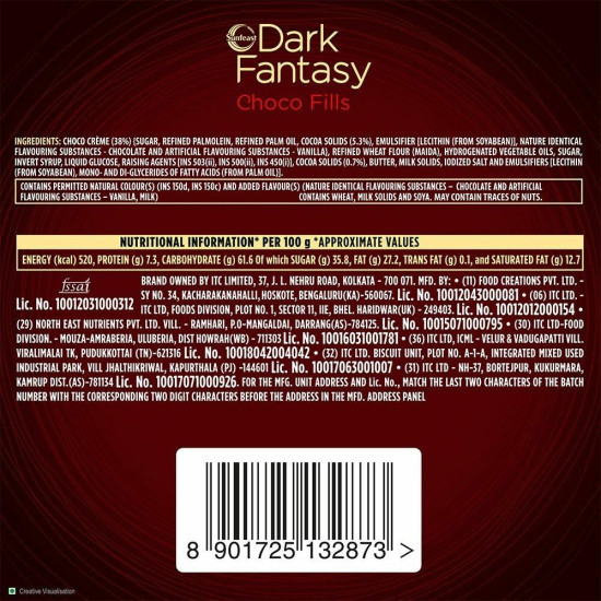 Sunfeast Dark Fantasy Choco Fills Cookies 75 G - Blissful Chocolate Delight