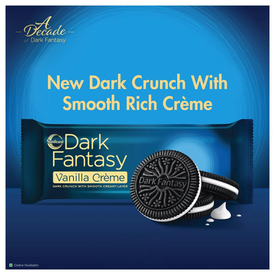 Sunfeast Dark Fantasy Vanilla Creme Biscuits 100 G - Luxurious Vanilla Delight