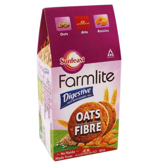 Sunfeast Farmlite Active Oats Biscuits With Raisins 150 G - Healthy Snack Delight