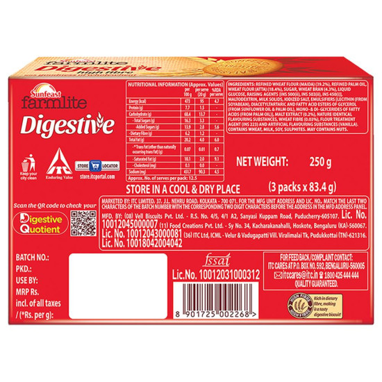 Sunfeast Farmlite Digestive High Fibre Biscuits - Delicious and Nutritious Snack
