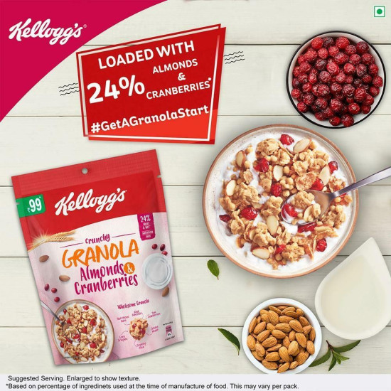 Kellogg's Almonds & Cranberries Crunchy Granola - Multigrain Breakfast Delight