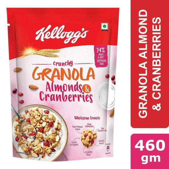Kellogg's Almonds & Cranberries Crunchy Granola 460 G - Delicious Multigrain Breakfast