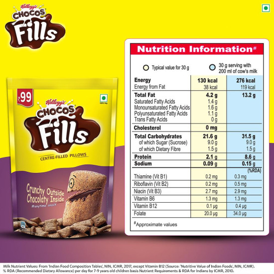 Kellogg's Chocos Fills 180 G - Crunchy & Chocolaty Snack