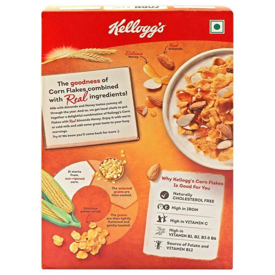 Kellogg's Corn Flakes With Real Almond & Honey - Nourishing Breakfast Cereal