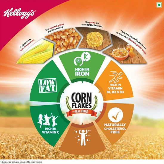 Kellogg's Corn Flakes With Real Honey - Nutritious Breakfast Cereal