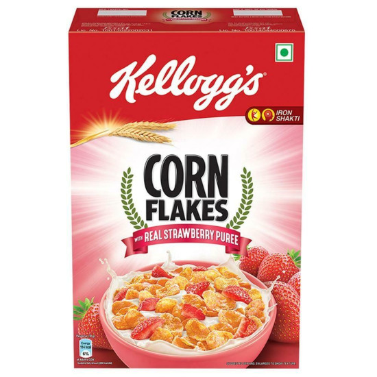 Kellogg's Corn Flakes With Real Strawberry Puree - Delicious Breakfast Cereal