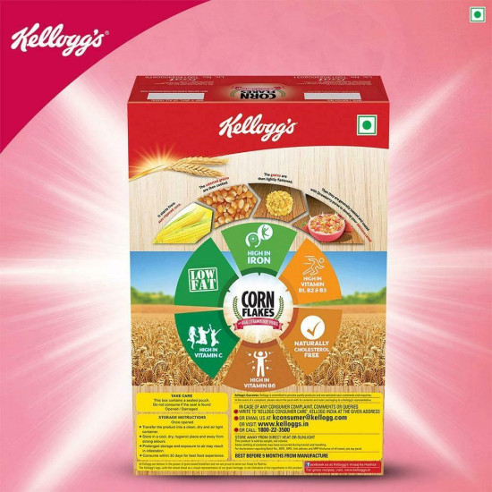 Kellogg's Corn Flakes With Real Strawberry Puree - Delicious Breakfast Cereal