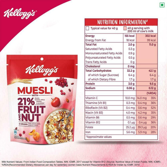 Kellogg's Fruit & Nut Crunchy Muesli - Nutritious Breakfast Cereal