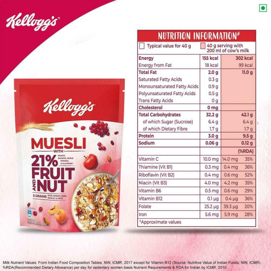 Kellogg's Fruit & Nut Crunchy Muesli 500 G - Nutritious Breakfast Delight