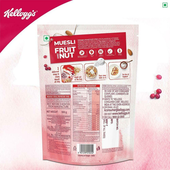 Kellogg's Fruit & Nut Crunchy Muesli 500 G - Nutritious Breakfast Delight