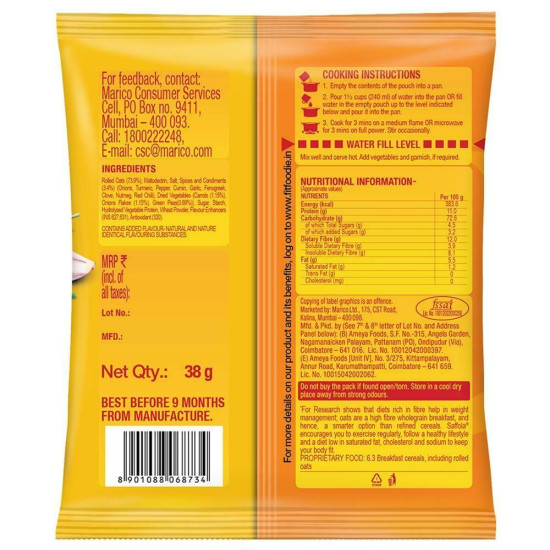 Saffola Classic Instant Masala Oats 38 G - Authentic Indian Flavour