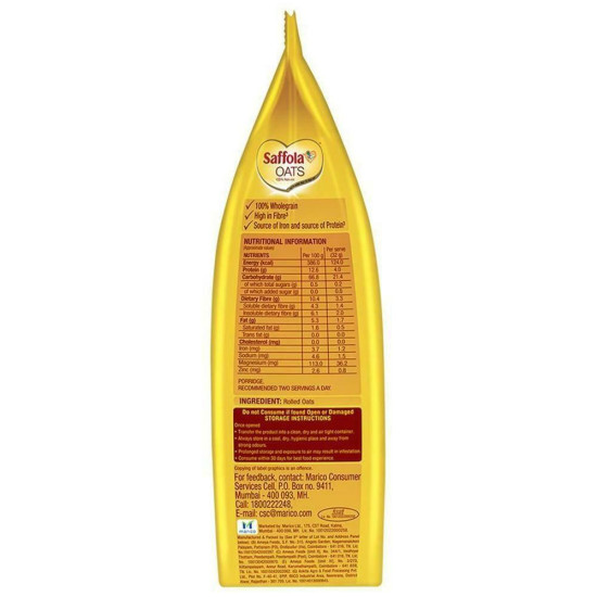 Saffola Oats 500 G - Natural Wholegrain Oats for Health