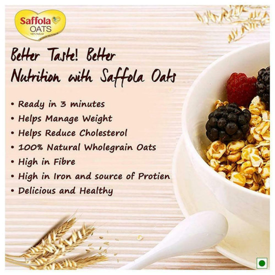 Saffola Oats 500 G - Natural Wholegrain Oats for Health