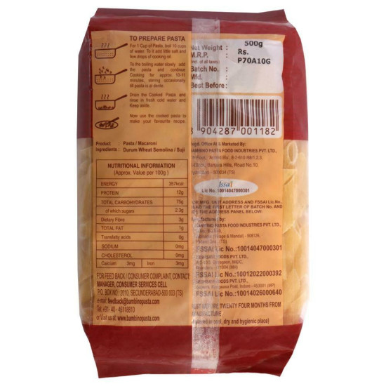 Bambino Premium Penne Pasta 500 G - High-Quality Durum Wheat