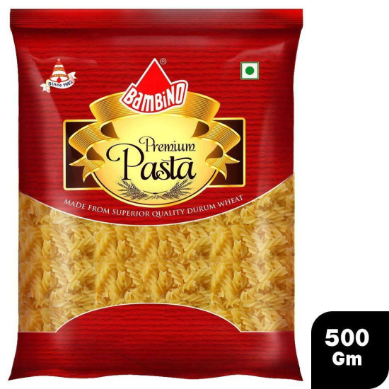 Bambino Premium Spiral Pasta 500 G - High-Quality Whole Wheat