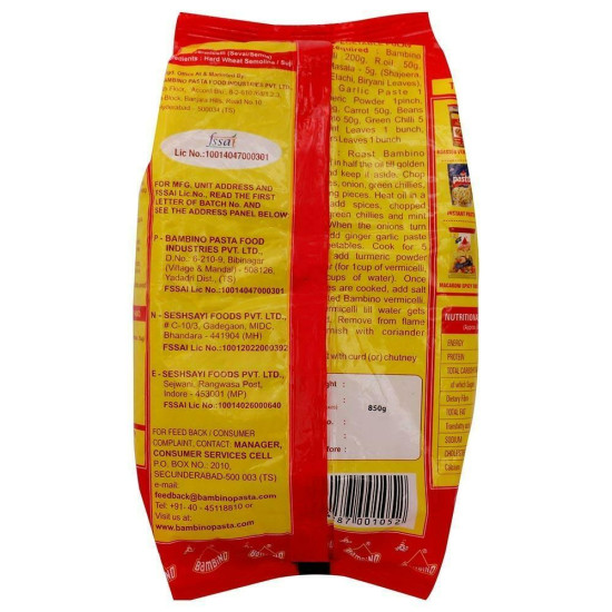 Bambino Premium Vermicelli 850 G - Authentic Indian Taste
